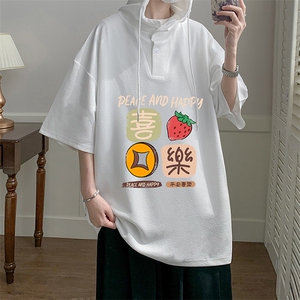 连帽短袖t恤男大码胖子带帽五分袖中袖 LD54322-P45图片