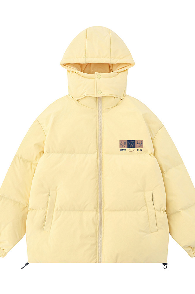 白底冬季百搭宽松字母印花连帽棉服外套MY6215P115控148,男装棉衣,电商A268-1