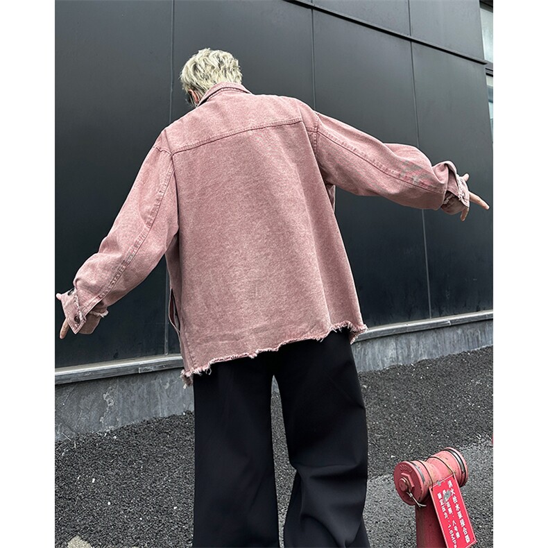 秋冬季新款毛边牛仔外套宽松休闲复古夹克上衣,男装夹克,星座410-7