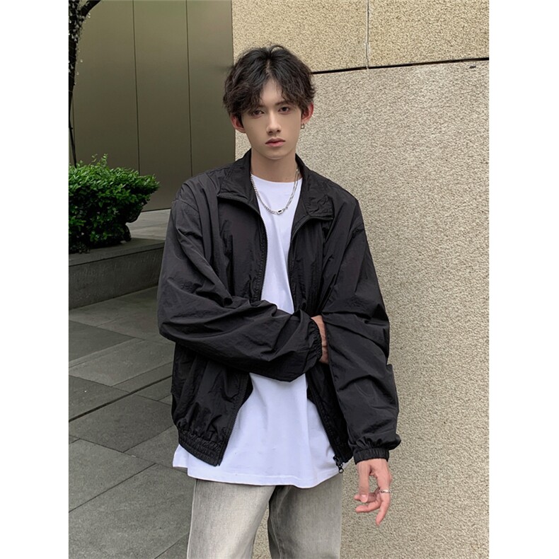 现货夏季无帽防嗮衣双拉链立领薄款透气冰丝纯色外套FS1006-P50，女装短外套，星座205-5