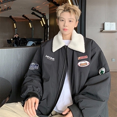 羊羔绒翻领棉服男中性加棉保暖飞行员夹克外套M2931-特P75控108，男装棉衣，电商A001