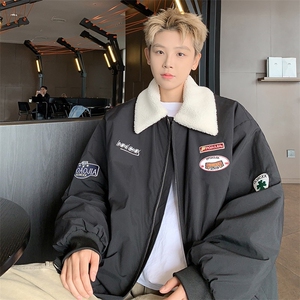 羊羔绒翻领棉服男中性加棉保暖飞行员夹克外套M2931-特P75控108图片