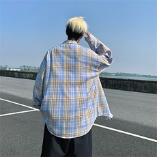 衬衫男2025春季新款港风格子休闲长袖衬衣CS606-特P28无差价，男装衬衫，星座214-3