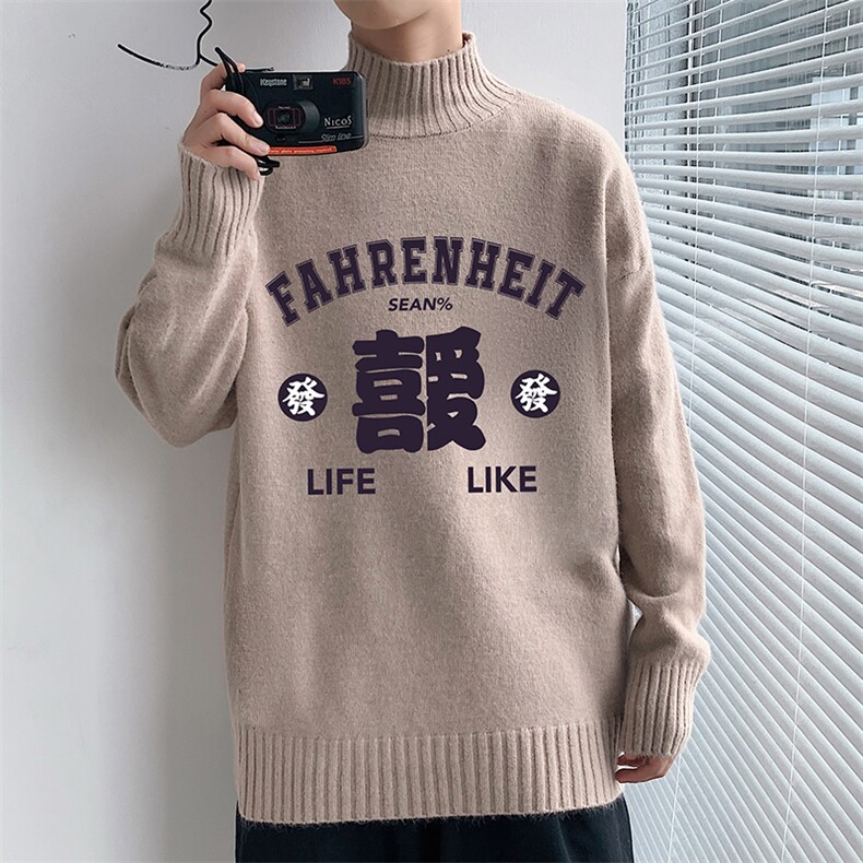 半高领毛衣男士大码针织衫男毛线衣男M18256-P45加绒款-P65,男装针织衫/毛衣,电商A040