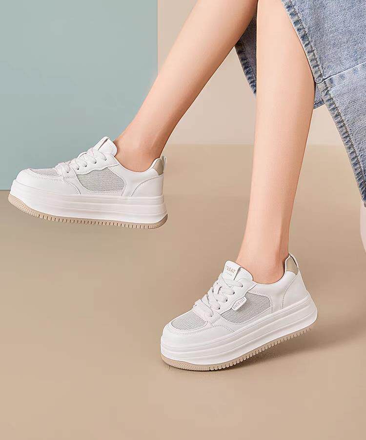 厚底增高小白鞋女2025夏季新款百搭舒适透气休闲运动板鞋，女鞋休闲鞋，泰合衣坊