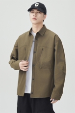 秋季纯色长袖工装衬衣男宽松落肩质感衬衫外套DSA157B-CS4502-P50，男装衬衫，电商A157B