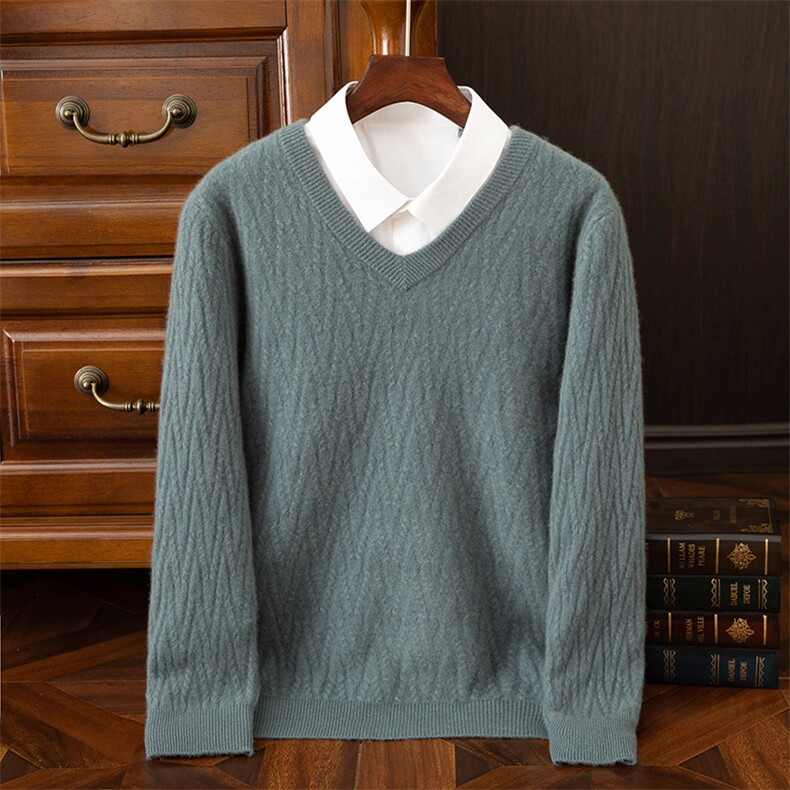 时尚百搭V领羊绒开衫男高级质感商务休闲毛衣优雅绅士必备，男装羊绒开衫，吉高羊绒