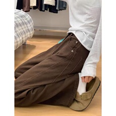 加绒加厚美式复古高街牛仔裤女保暖阔腿裤韩N07581-P43加绒P50，男装牛仔裤，星座308B-2