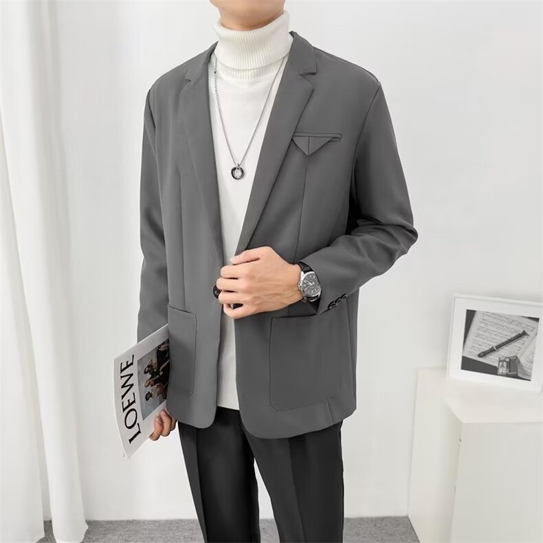 高级感西装外套男痞帅韩版潮休闲宽松百搭春秋商务正装小西服 Y74图片