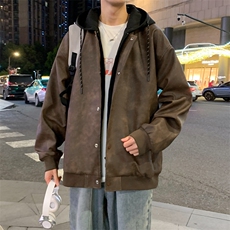 港风夜景痞帅假两件男装外套美式短款皮衣夹克A157B-J196-特P85，男装夹克，电商A157B