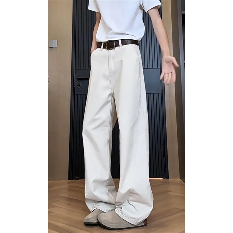 美式简约弯刀休闲裤男女款2026春秋港风潮牌裤子25XK67109特批32图片