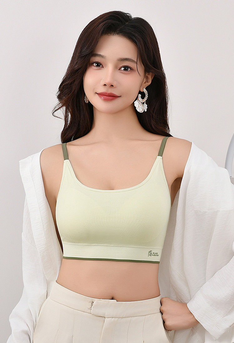 2025年夏季薄款套头撞色吊带无缝内衣，女装背心吊带，亿足羊绒