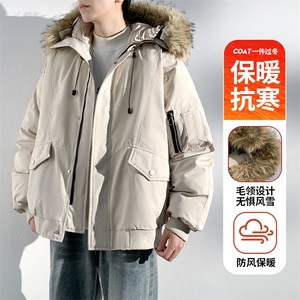 座山雕毛领派克棉服男冬季工装棉衣情侣外套M060-P110 迷彩P115图片