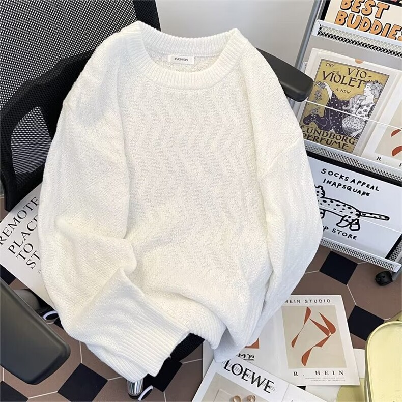 冬季仿貂毛提花长袖毛衣男女宽松ins港风情侣装针织毛衫Q62/P43，男装针织衫/毛衣，星座506B