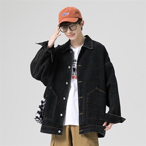 2021秋季新日系大码男镭射炫彩蝴蝶反光印花牛仔夹克外套NJ126P70图片