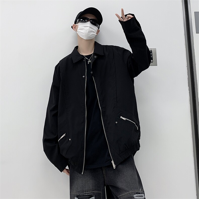 高品质秋款男夹克衫工装拉链纯色休闲冲锋衣外套JK82P65,男装夹克,星座1013-1