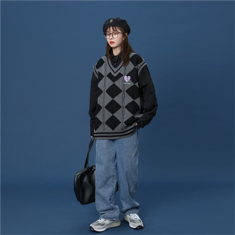 针织马甲百搭学院风JKDK校服班服制服情侣装/BX03P50,男装工装外套,电商D325