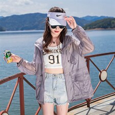 网红户外透气防紫外线防晒衣女夏季薄款中长款大码防晒服开衫潮，女装防晒衣，可可小西