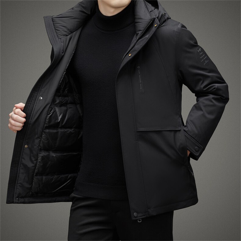 DJ2253钱塘2020-3中年男士商务休闲连帽简约冬季羽绒服P313，男装羽绒服，钱塘207-3