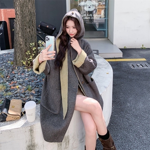 深灰色气质双面羊绒呢大衣女2025冬季日系优雅小个子加厚毛呢外套,羊绒大衣,2C056