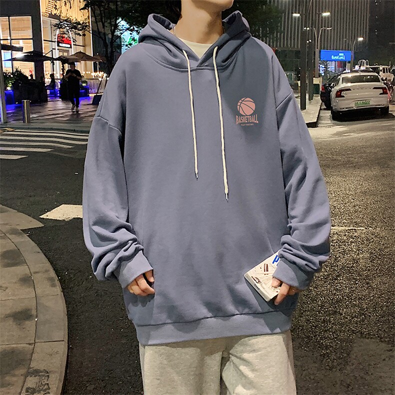 WY2237-P35纯棉连帽卫衣男大码运动帽衫宽松薄外套男,男装卫衣,电商A040