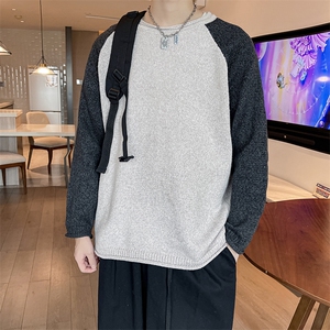 针织衫男士韩版潮流高街帅袖子拼色2024冬季新款ins毛衣MZ582-P45图片