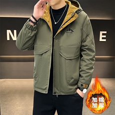 加棉加厚秋冬大码外套男士帅气连帽夹克潮流时尚男棉衣ZY801-P70，男装夹克，星座310B-3