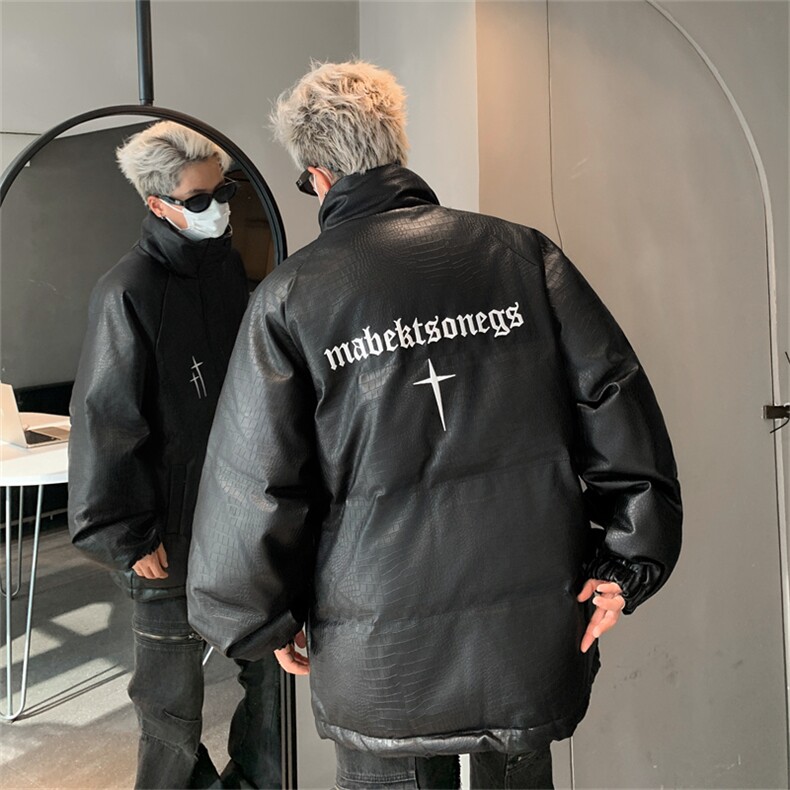 B359-MY2311特P115限价158鳄鱼pu万刺绣立领男女款新品羽绒棉服，男装棉衣，电商B359