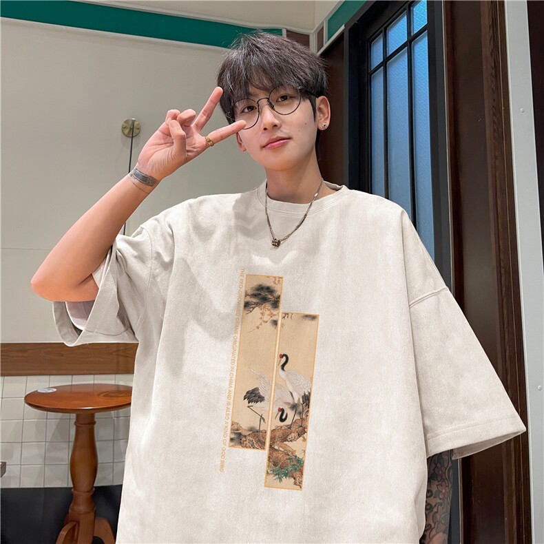 麂皮绒夏季新款抖音得物品质潮印花T恤djp309-特批23控39,男装T恤,星座605(原A050)