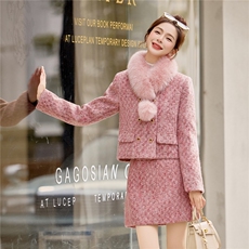 【现货bao款】2025冬装新款韩式淑女小香羽绒短裙套装90绒狐狸毛，女装套装/套裙，众宇琦