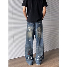 美式高街牛仔裤男女炸街帅气百搭破洞2025夏季ins长裤RK2618-P56，男装牛仔裤，星座412-3