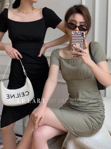 LELáRTLL1538皱褶长款连衣裙，女装连衣裙，LE LART