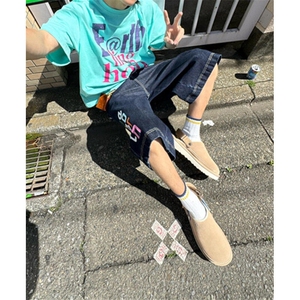 复古黑色牛仔七分裤夏季低腰直筒宽松工装中裤五分裤短裤 ND3014图片
