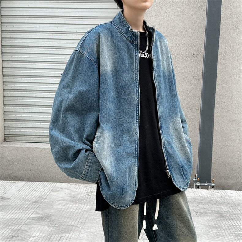 秋款男牛仔立领夹克流苏工装大口袋渐变色牛仔外套JK02125-P70,男装夹克,星座308B-1