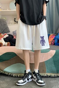 HD74242-P22 华夫格短裤男大码宽松五分裤男直筒中裤图片