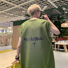 2025新款重磅高品质麂皮绒无袖坎肩背心哥特英文印花JB487-特P19，男装背心/马甲，星座508（原C305）