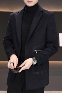 男士毛呢中长款大衣翻领羊毛呢子外套上衣N7917-P180图片