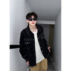 【有货】cleanfit毛边牛仔外套男款美式高街工装夹克CT01LL-P65，男装夹克，星座1007（原301D）