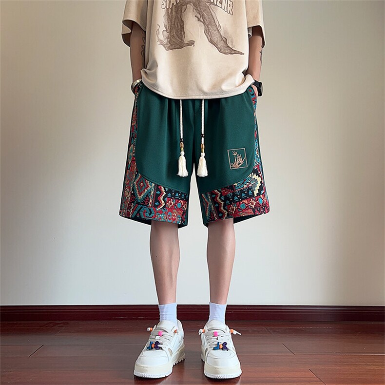 短裤男夏季美式复古拼接五分裤潮牌宽松大码XZ102B-1DK2409P30,男装牛仔裤,星座102B-1
