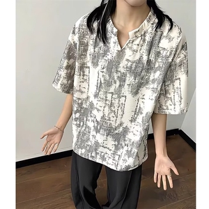 美式复古扎染短袖男款2025新款夏季宽松男士半袖TAA68-P32图片