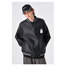 W10726-P60网图现货复古刺绣棒球服外套潮牌宽松休闲PU皮衣夹克，男装夹克，星座1608