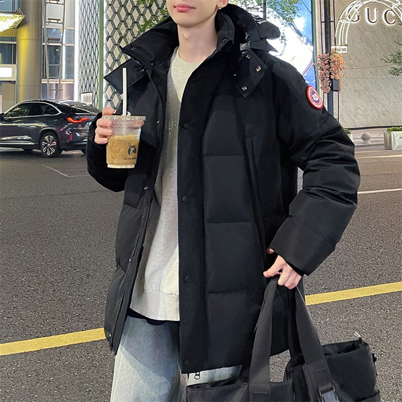 跑量 大货中连帽鹅绒宽松休闲羽绒服保暖纯色加厚潮流上衣802p280图片