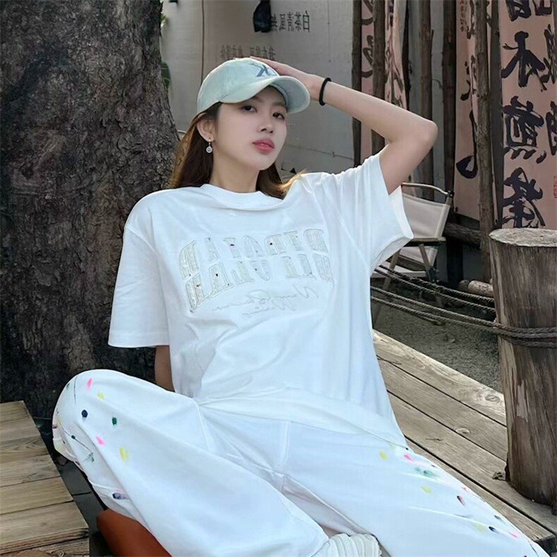 万针全刺绣工艺抖音得物高品质260克重磅纯棉双纱美式高街短袖T恤,男装T恤,电商A486