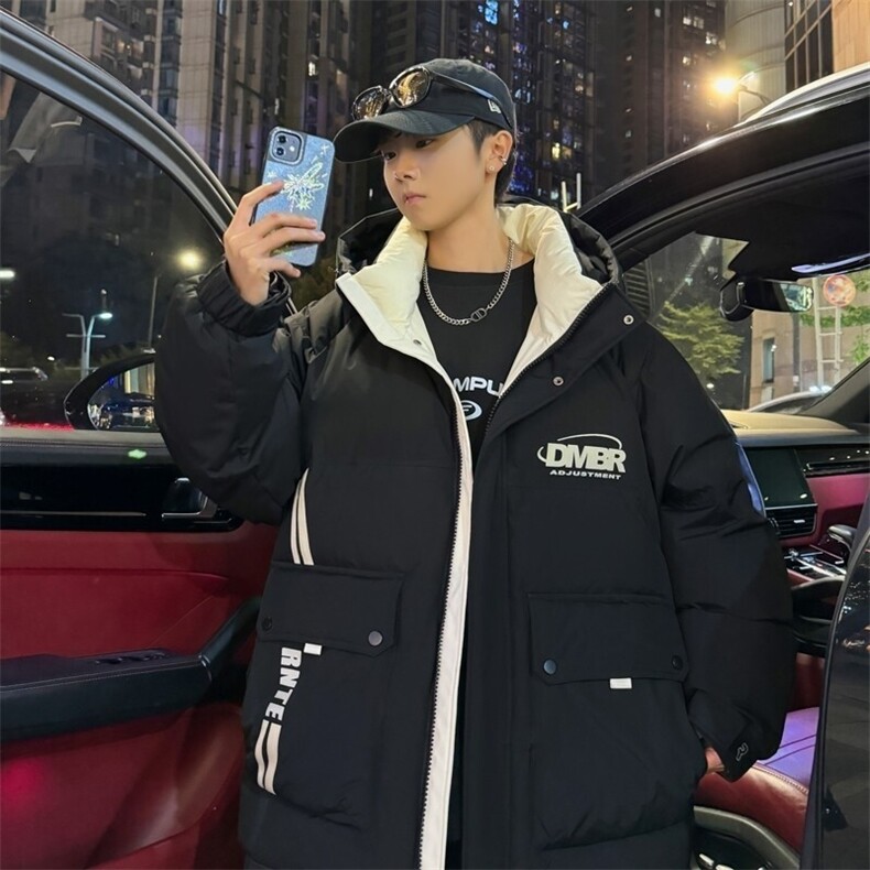 79006-特P258羽绒服青少年新潮港风休闲潮流时尚宽松保暖外套男，男装羽绒服，电商D310B