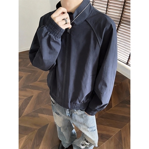 高品质春装新款老钱风美式高街解构立领棒球服飞行夹克休闲外套潮图片