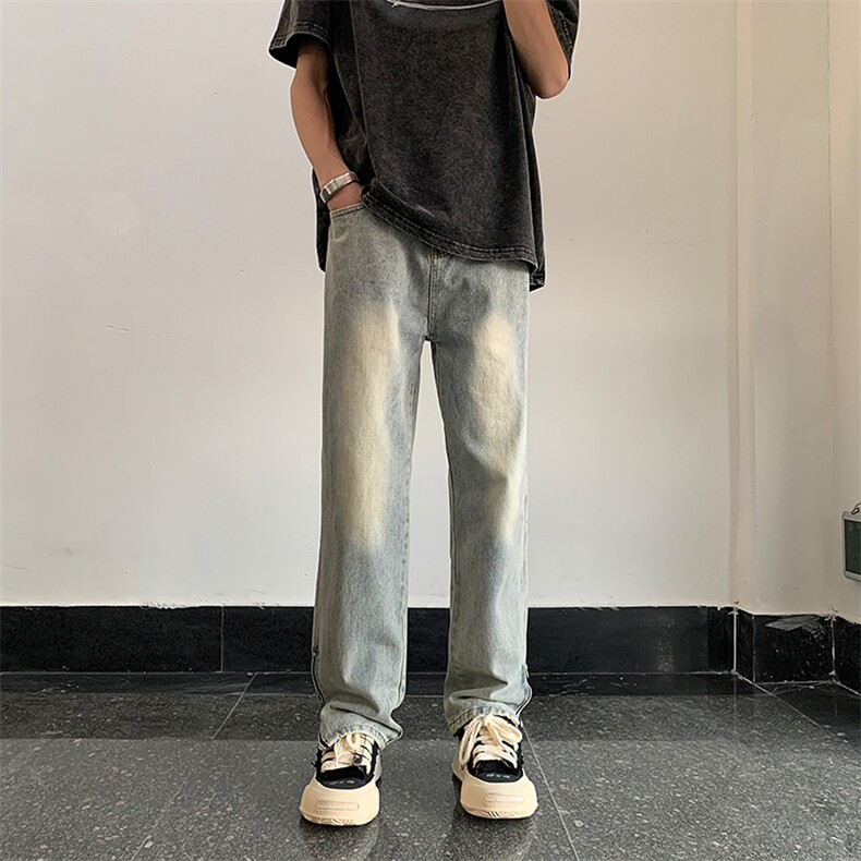 美式黄泥水洗拉链牛仔裤高街头复古百搭休闲长裤N08833-P45,男装牛仔裤,星座308B-1