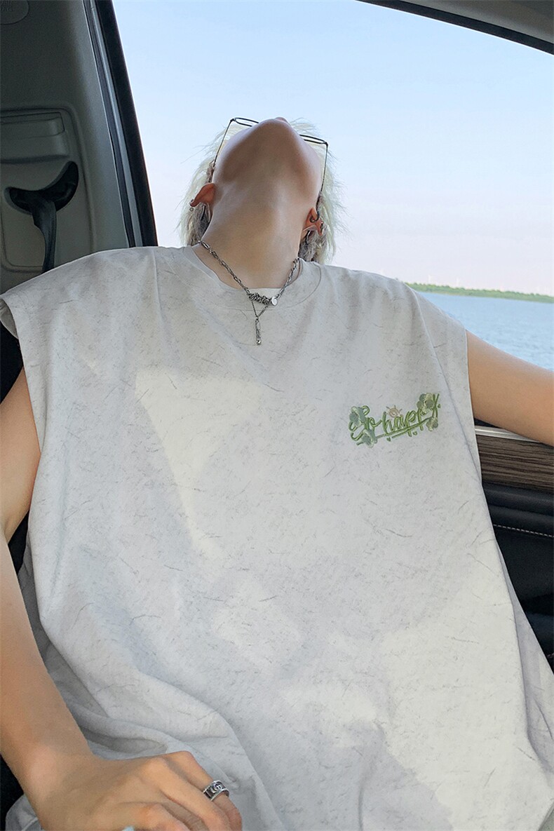 大250克重磅砂洗刺绣天丝棉冰丝坎肩背心T恤JF507特P35控55,男装背心/马甲,电商A422-1
