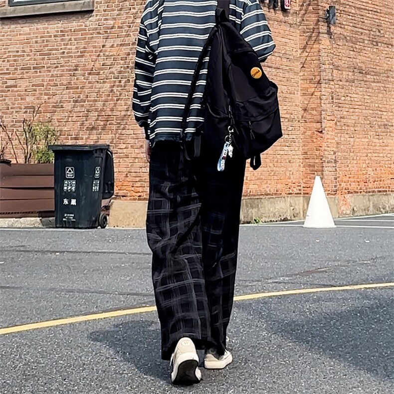 加绒卫裤肌理感格纹休闲裤男2025搭配卫衣毛衣日系裤子1030/P55,男装休闲裤,星座1412-2