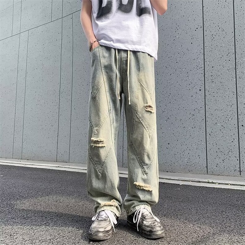 牛仔裤男春秋破洞工装裤男生宽松直筒裤子夏季薄款 N9002图片