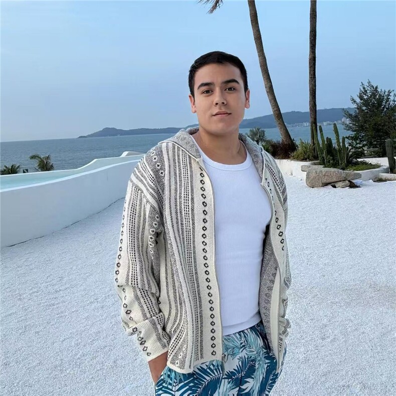M625-P73复古小众设计感双拉链针织衫毛衣男女cleanfit连帽,男装针织衫/毛衣,电商B323A